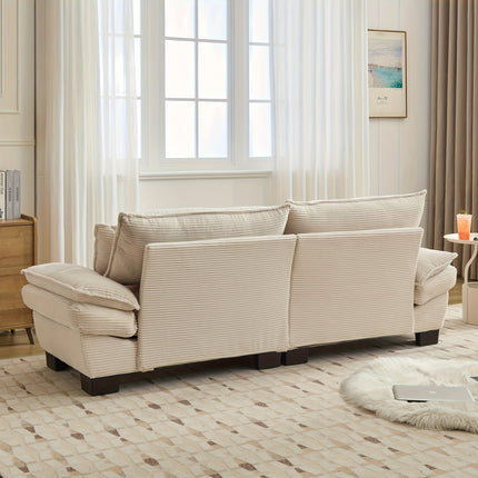 Sofa Designed for Two, Featuring Deep Seating And Corduroy Double-Layer Cushions