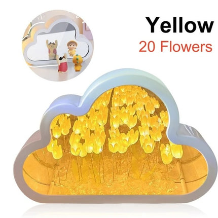 Tulip Night Lamp DIY Material Cloud Tulips Night Lamp Decorative Mirrors Photo Frame LED Table Lights Korean Creative Desk Bedroom Handmade Birthday Gifts
