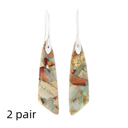 Bohemian Emperor Stone Geometric Pendant Earrings