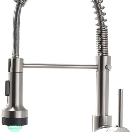 Commercial LED Kitchen Faucet with Pull Down Sprayer, Single Handle Single Lever Kitchen Sink Faucet