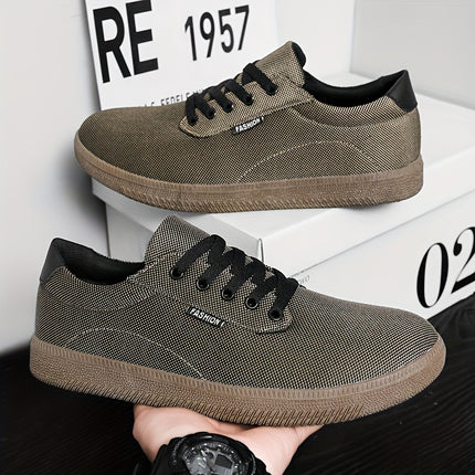 Men'S Classic Low-Top Canvas Sneakers - Retro Casual Shoes with Lace-Up Closure, Breathable Fabric Lining