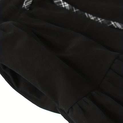 A Thick Patchwork Midi Skirt with a Pocket, Featuring a Corduroy Checkered Design And a Tie