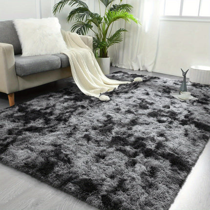 1pc soft plush area Mat, non-slip plush Mat, soft plush bedside Mat, tie dye living room Mat,