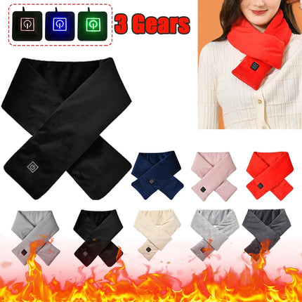 Women Men Heating Scarf Temperature Scarf 3 Gears Adjustable USB Charging Heat