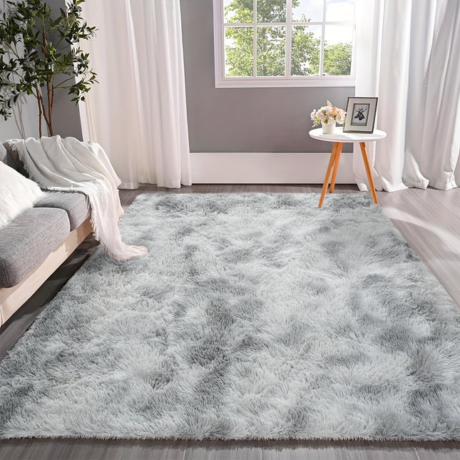 1pc Soft & Fluffy Light Gray Shaggy Artificial Wool Area Mat - Durable Polyester