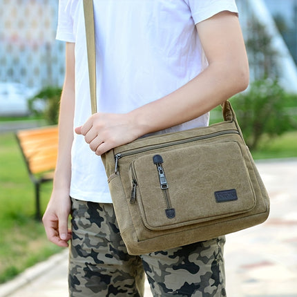 Large Capacity Multi-Pocket Crossbody Shoulder Bag with Adjustable Strap - Heavy-Duty Casual Outdoor