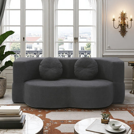 Sofa Bed with Pillow - Portable Space-Saving Convertible Floor Sofa & Mattress Recliner Suitable