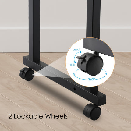 Adjustable Height Mobile Bed Desk with Wheels, 60.6-84.2 Inches Overbed Table,