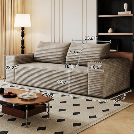 Sofa Deep Seat, Comfy Corduroy Cloud Sofa, No Assembly Required, Champagne Color,