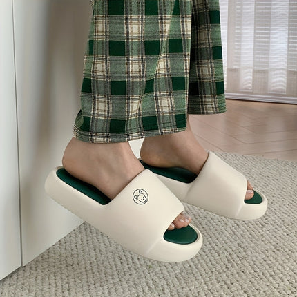 2 pcs Cartoon Dog Couple Color-Blocked Slippers Are Comfortable, Soft, Thick-Soled,