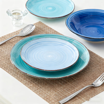 18pcs Handpainted Spirals Pattern Stoneware Dinnerware Set - Service for 6