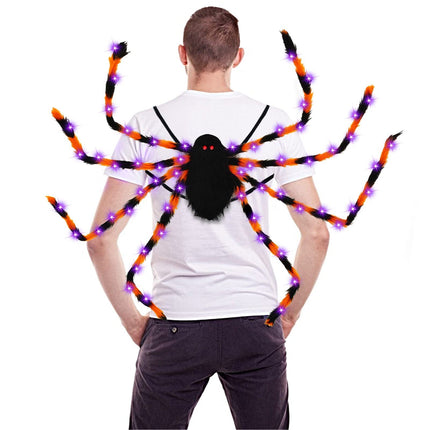 Halloween Spider Backpack Nine LED Modes Plush Sugar Bag