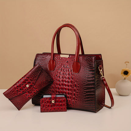 Handbag with Golden-Tone Hardware, Detachable Shoulder Strap & Zipper Closure