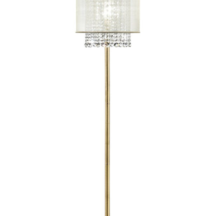 65" Gold And White Novelty Floor Lamp With White Fabric Drum Shade