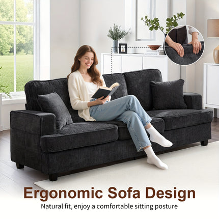 Sofa with Plush Cushions & Removable Washable Cover - Contemporary Sectional Sofa
