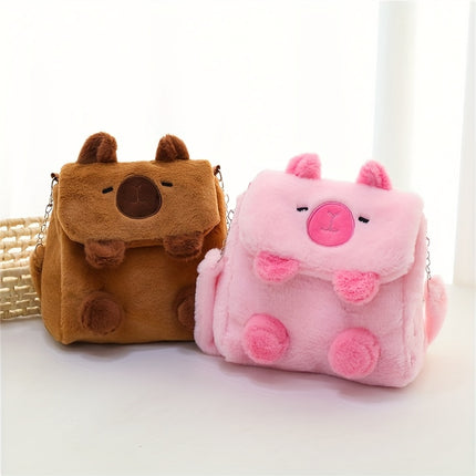 Cartoon Capybara Plush Backpack, Cute Bag, High-Quality Versatile Plush Bag