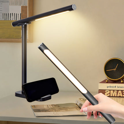 LED Desk Lamp 360°Adjustable, USB Charging Port, 5 Light Modes & Dimmable Brightness, Bedside Lamp for Reading, Craft, Work, Study(Black)