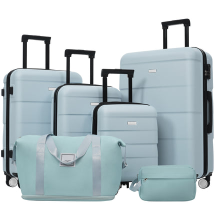 Hardshell Luggage Sets 6 Piece with 2 Bags,Carry on Suitcase with Handle Password Lock Double Spinner Wheels, Lightweight 16'+20'+24'+28' Luggages