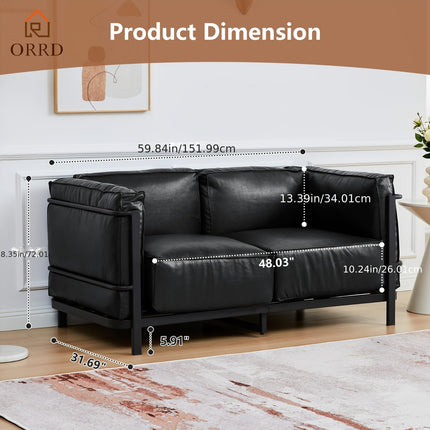 Modern Faux Leather Accent Sofa & Loveseat Set 1, 2 & 3 Seater Options with Iron Frame