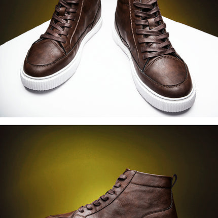 High-Top Sneakers Casual Leather Top Handmade Shoes Sneakers