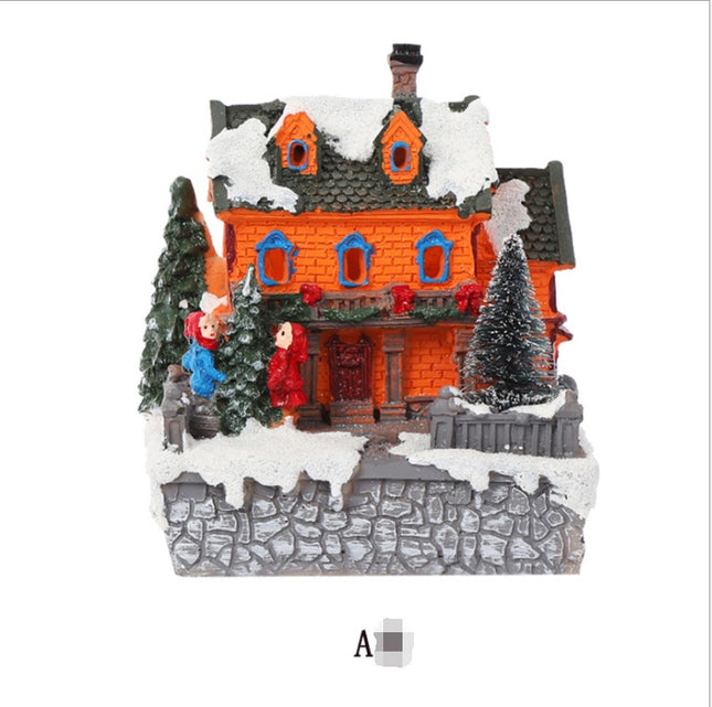 Christmas Decoration LED Lights Snow House Luminous Cottage Ornaments