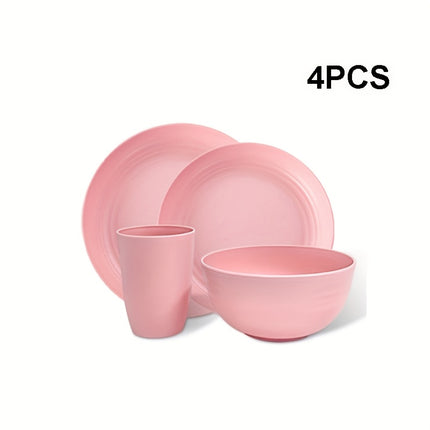 4pcs High-Quality Plastic Cutlery Set  Safe, Reusable, Unbreakable Complete Set of Shatter-Proof Plates