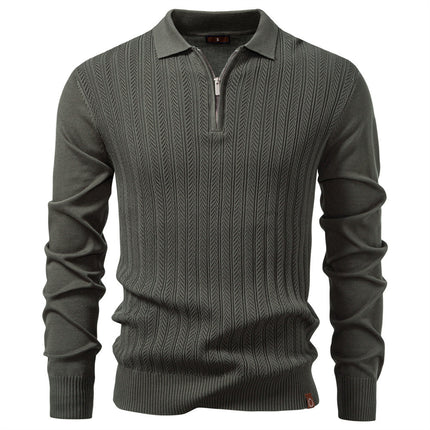 Men's Business Casual Sweater Long Sleeve Half Zipper Sweater