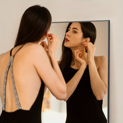 Full Length Mirror, 64"x21" Full Body Floor Rectangle Standing Mirrors with Aluminum