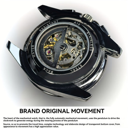 Men's Automatic Mechanical Watch with Luminous & Dual-Sided Hollow Hands