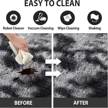 Ultra-Soft Tie-Dye Dark Gray Area Mat - Thick Plush Mat, Suitable for Living Room and Bedroom Decor, Fluffy Indoor Mat, Square