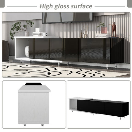 VIBE HAUS 70.1''-100'' Modern Stylish TV Stand TV Cabinet for 80+inch TV, White+Black,