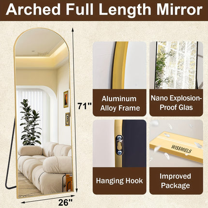 71"x26" Full Body Floor Mirror Standing Hanging or Leaning Wall, Full Body Mirror with Stand, Aluminum