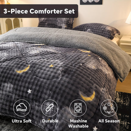 Extra-Thick Fleece Quilt Set- Bedding Set For Christmas Room Decor, Thickened Down Quilt Set,