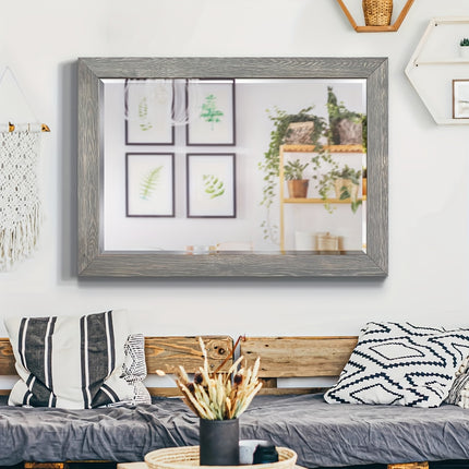 1pc Large Bohemian Full-Length Mirror with Gray Wood Frame41"L x 29"W or 61"L x 25"W,