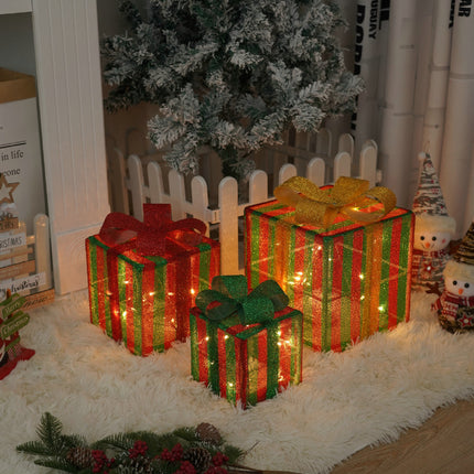 Remote Control Christmas Gift Box Lights Christmas Three-piece Decoration
