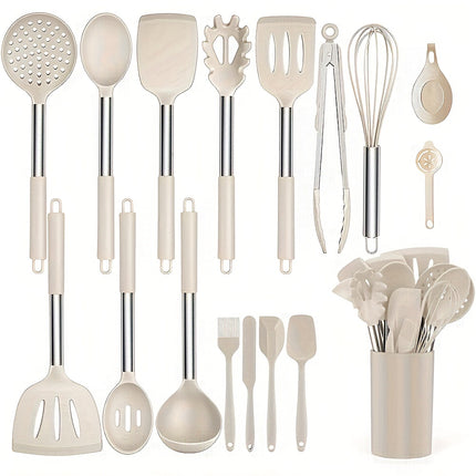 17pcs,Silicone Cooking Utensil Set, Heat Resistant Silicone Cooking Kitchen Utensils Set, Non-stick