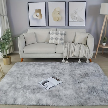 A 0.6MM High-Density Rebound Sponge Material, One Gray Tie-Dye Fluffy Soft Living Room Carpet,