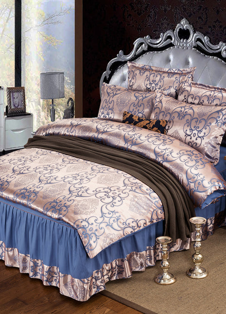 Satin bedspread bed skirt four-piece suit