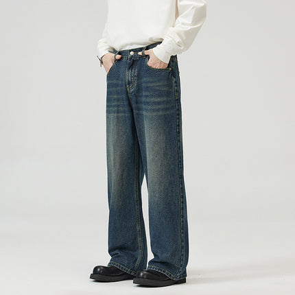 Men And Women Washed-out Vintage Wide-leg Pants