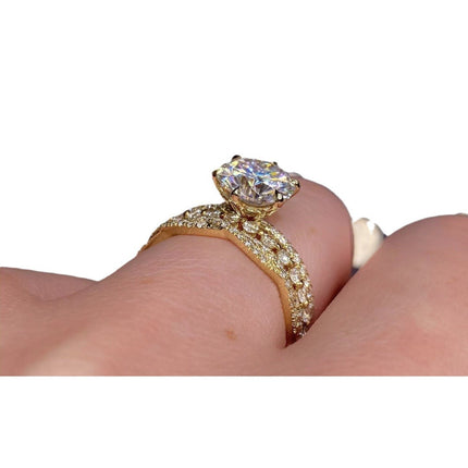 18K Golden Rhinestone Zircon Engagement Ring Romantic Princess Proposal Three-piece Ring Set