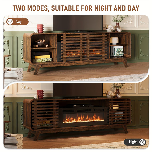 TV Stand Designed for Televisions Up to 80 Inches, Featuring a 36-Inch Tall Farmhouse Entertainment Center