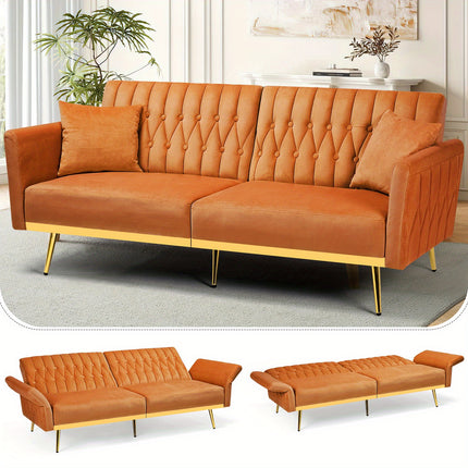 Sofa Bed Featuring Adjustable Arm And Back Rests, a Cozy Futon Loveseat with a Button-Tufted Style,