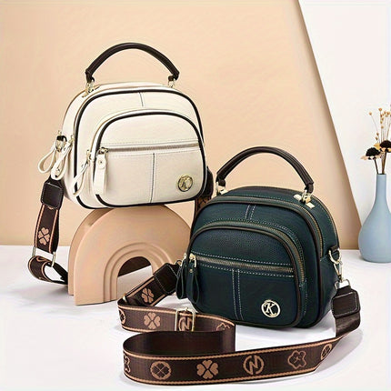 Luxury Synthetic Faux Leather Multi-Layer Large Capacity Shoulder Bag Versatile Fashionable Handbag with Zipper