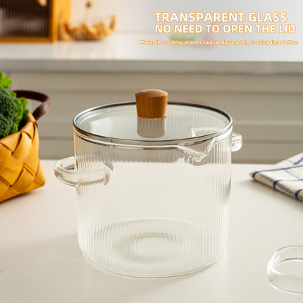 2Pcs Glass Pots for Cooking with Lids Simmer Pots Glass Saucepan Stovetop Pots
