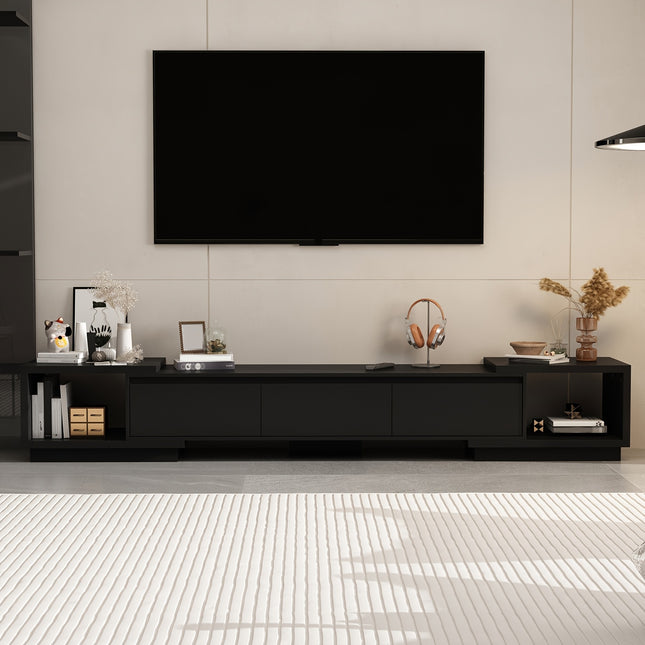 Modern TV Stand With 3 Drawers, Stretchable And Expandable TV Stand For TVs Up To 120 Inches