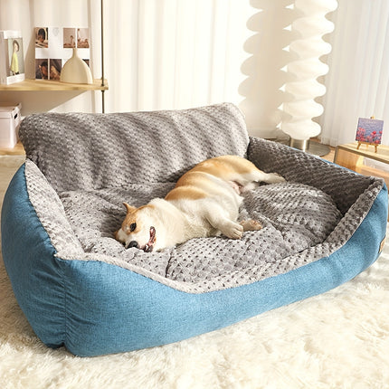 Extra-Large Luxury Plush Pet Sofa Bed - Thick, Warm with High Backrest for Cats & Dogs, Easy Clean, All-Season Comfort