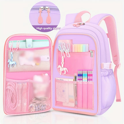 New Style Backpack for Elementary School Students Aged 6-12, Cute And Casual with Multiple Pockets, Resembling a Refrigerator.
