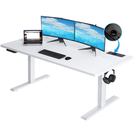 Electric Sit-Stand Desk 160 x 70, Height-Adjustable Table with 2 Memory Settings for Office and Bedroom