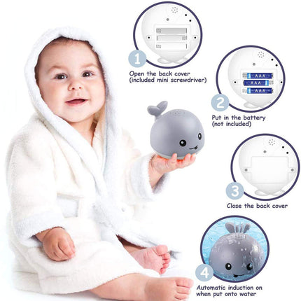 Summer Electric Induction Water Spray Whale Baby Bathroom Bath Toy With Light Music Universal Water Play Toy