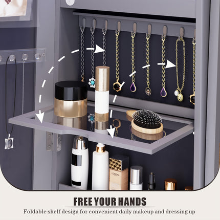 360° Swivel, Full-Length Mirror, Standing Lockable Organizer with Ample Storage
